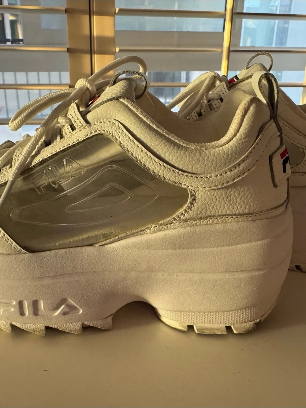 FILA White and Clear Platform Disruptor II - Barneys New York exclusive
